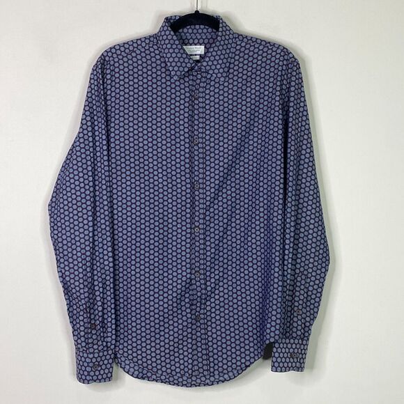Zara Men's Slim Fit Polka Dot Long Sleeve Button Down Shirt Size Medium - Picture 7 of 7